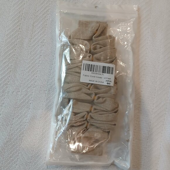 FABRIC 4FT CORD COVER TAN/CREAM - Picture 1 of 4